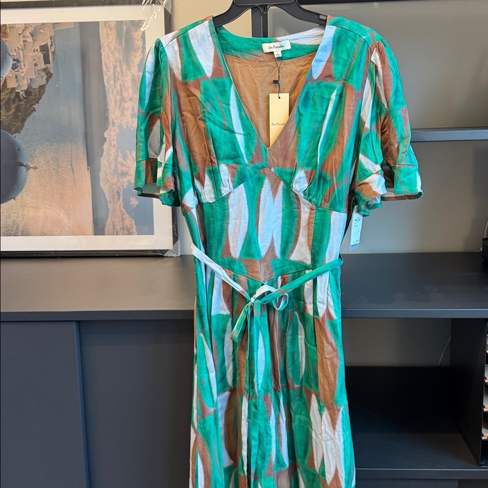 Du Paradis Colleen Short Sleeve Dress, Size Large